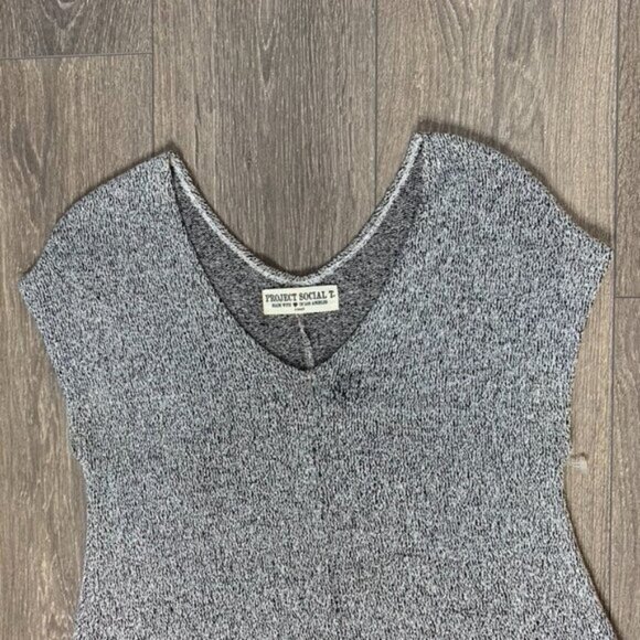 Urban Outfitters Project Social T Top T-shirt Heathered knit V-neck Gray XS - Picture 6 of 16